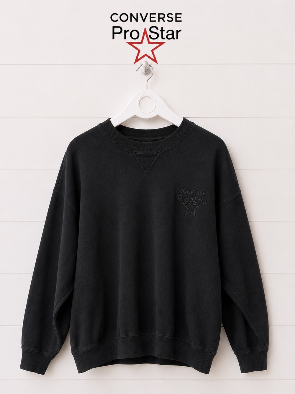 CONVERSE PRO STAR – Vintage Black Crewneck Sweatshirt – Size L